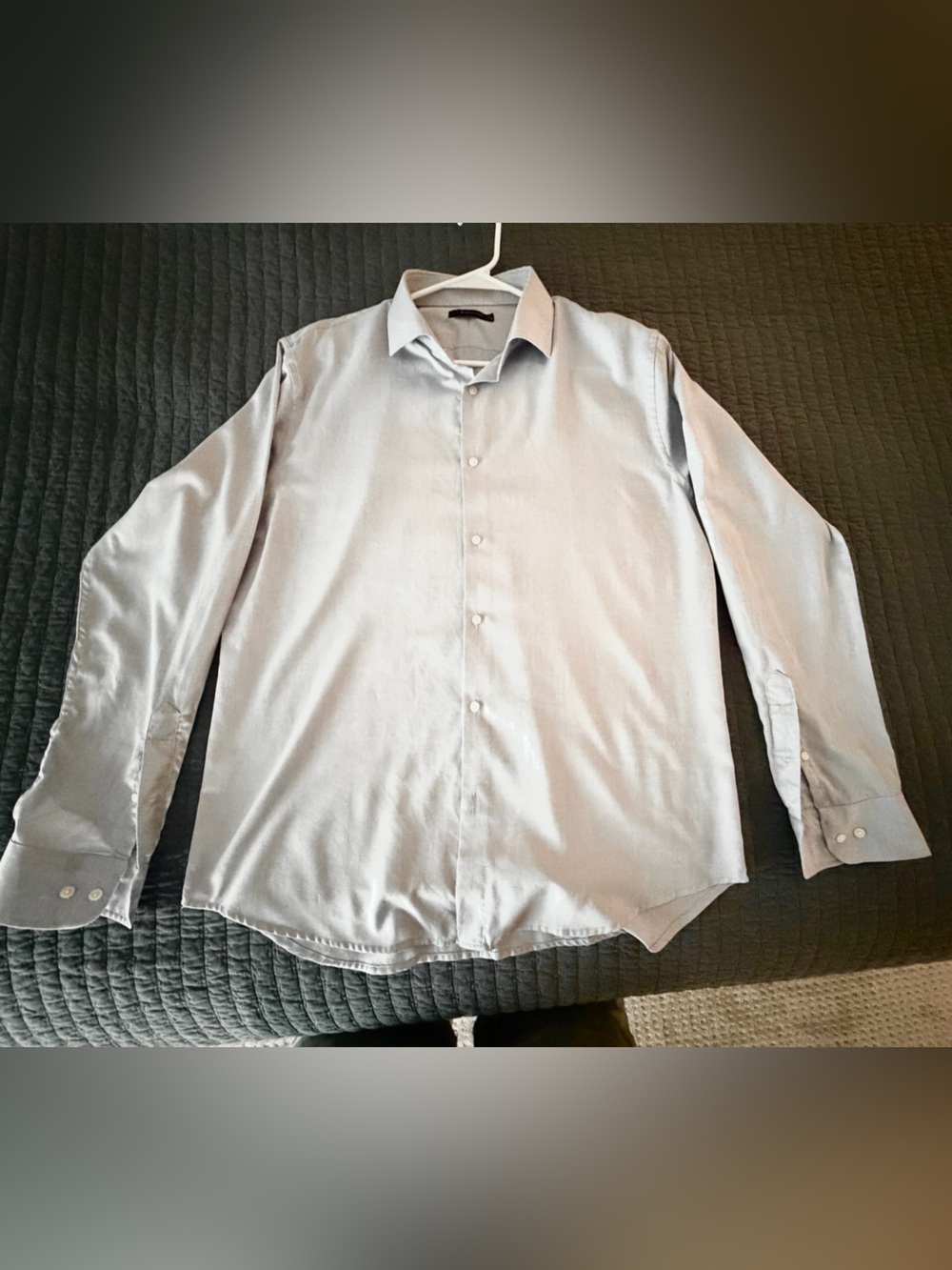 JB Britches Men’s Light Gray Button-Up Dress Shirt 17 x 34-35 tailored